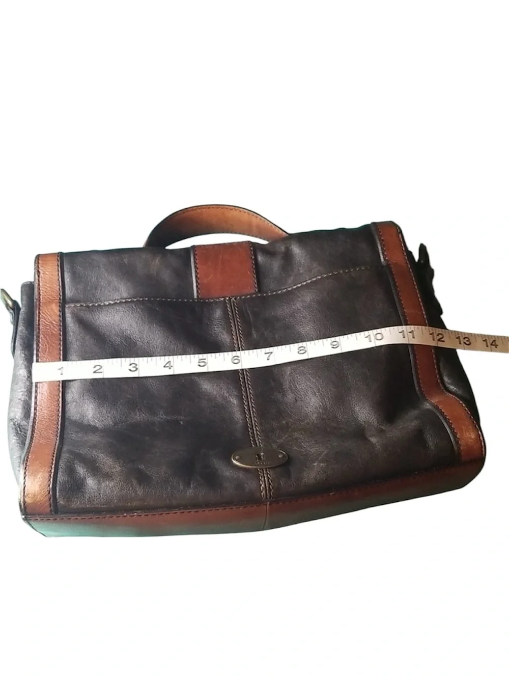 FOSSIL (VRI) Vintage ReIssue Messenger Satchel Whiskey Brown Black Classic Bag